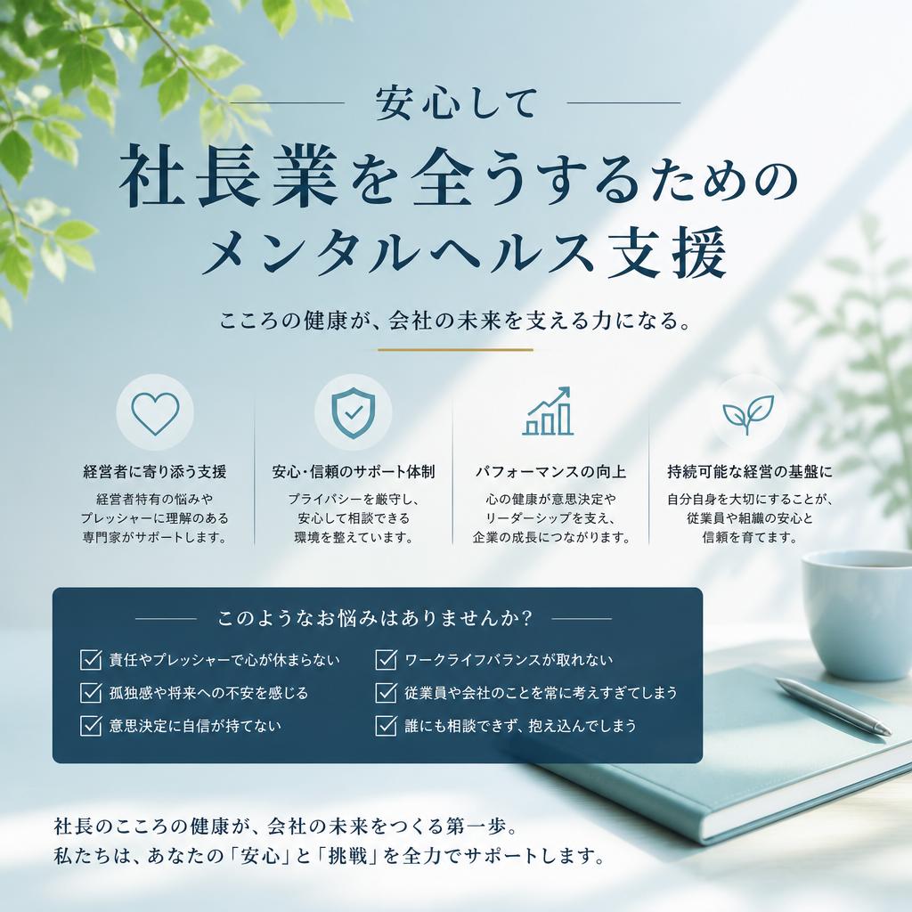 安心して社長業を全うするためのメンタルヘルス支援