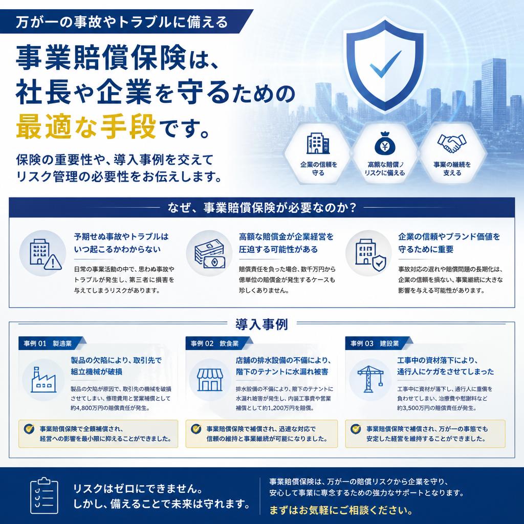 事業賠償保険でリスクを軽減