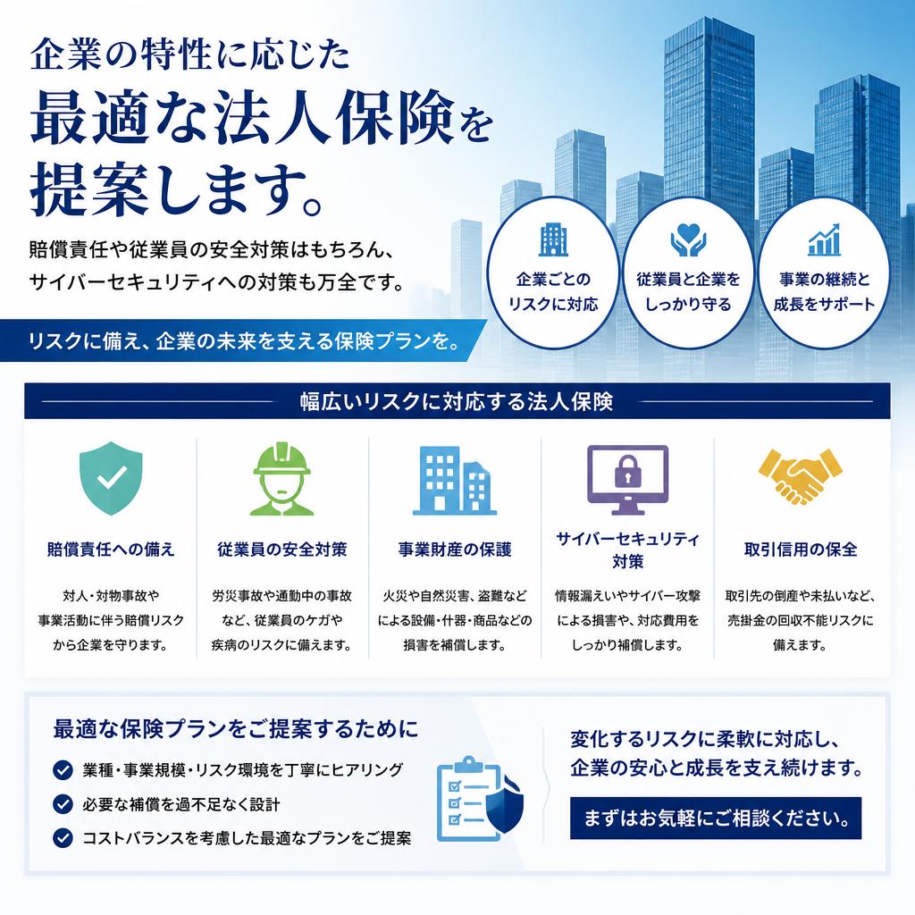 幅広い保険プランでリスクをカバー